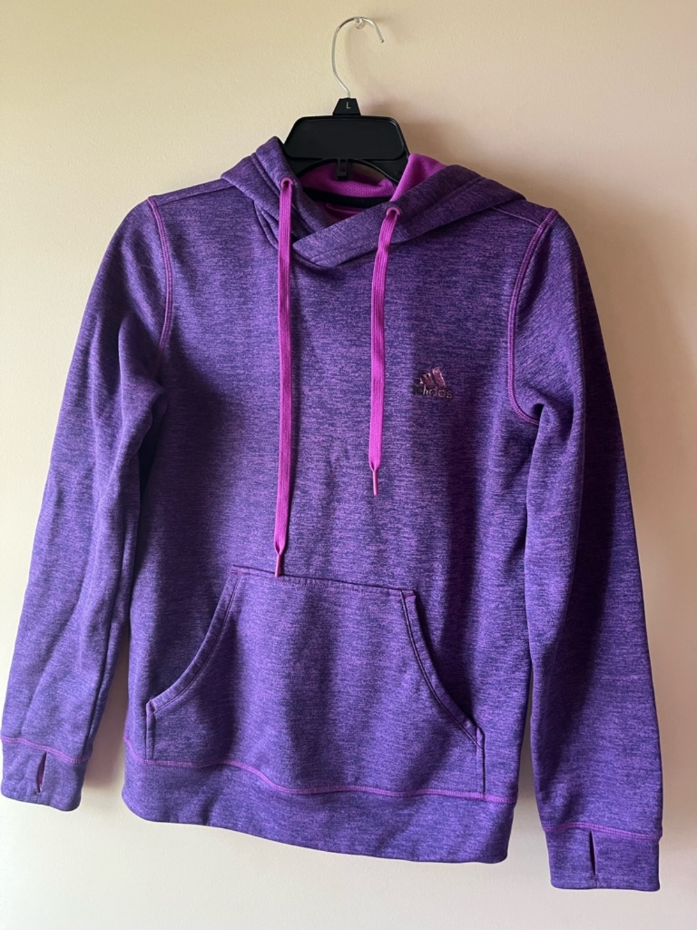 adidas Purple Heathered Cowl Neck Pullover Hoodie